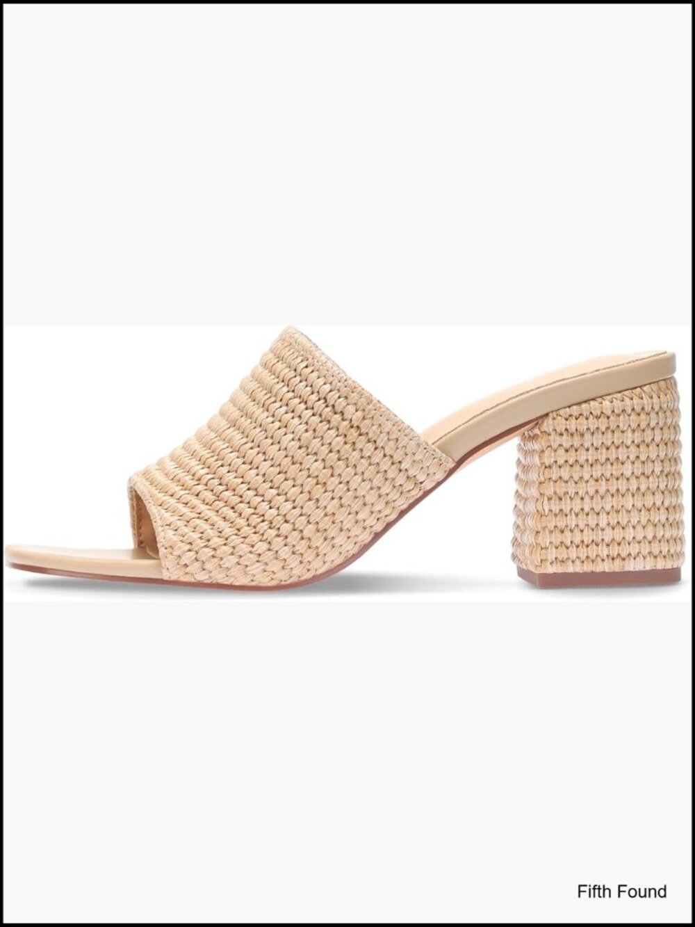 Woven Raffia Block Heel Sandals Slip On Square Open Toe Summer Beach Heels